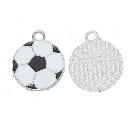 4 SOCCER BALL Charms, Enamel Football Charms CHE0072