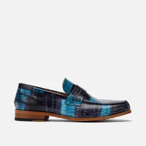 Abe Blue Haze Leather Penny Loafers