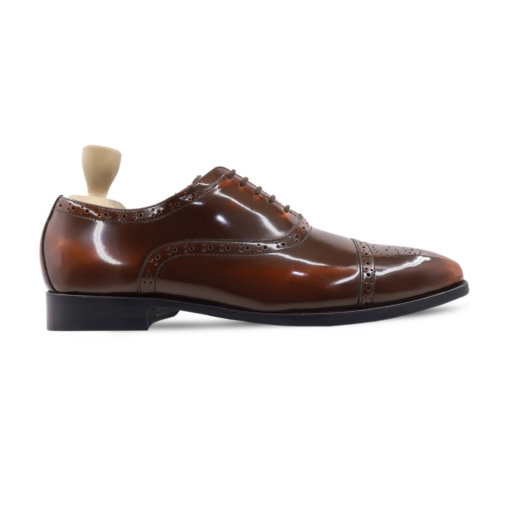 ALPER - TAN BROWN BOX LEATHER HIGH SHINE OXFORD