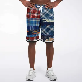 Andromeda Blue Patchwork Basketball Shorts