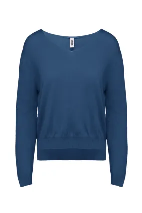 Bomboogie Women's V-neck sweater MW7873T TVE 225 blue