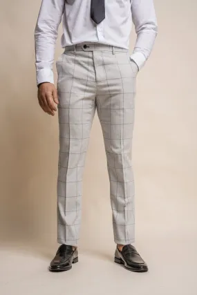 Cavani Radika Light Grey Check Tweed Trousers