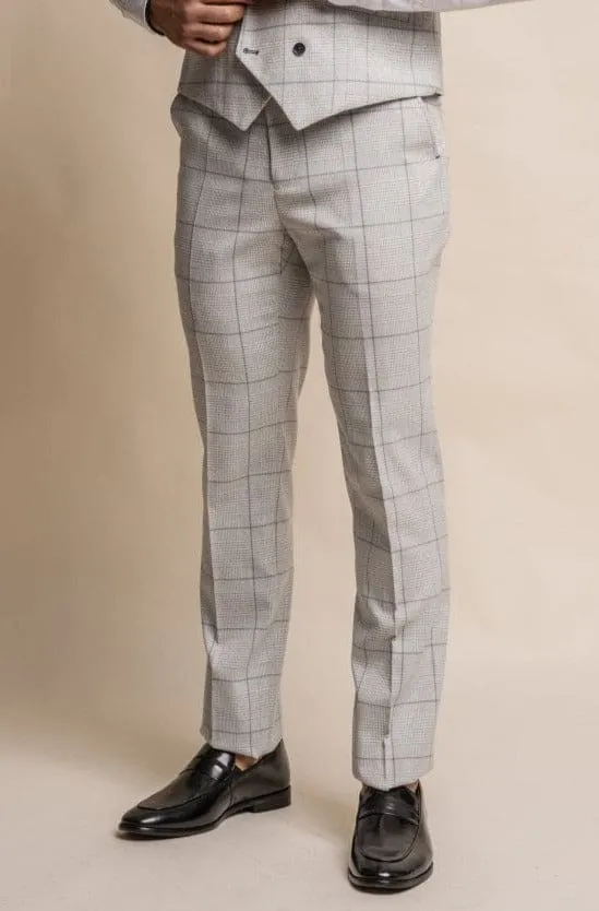 Cavani Radika Light Grey Check Tweed Trousers