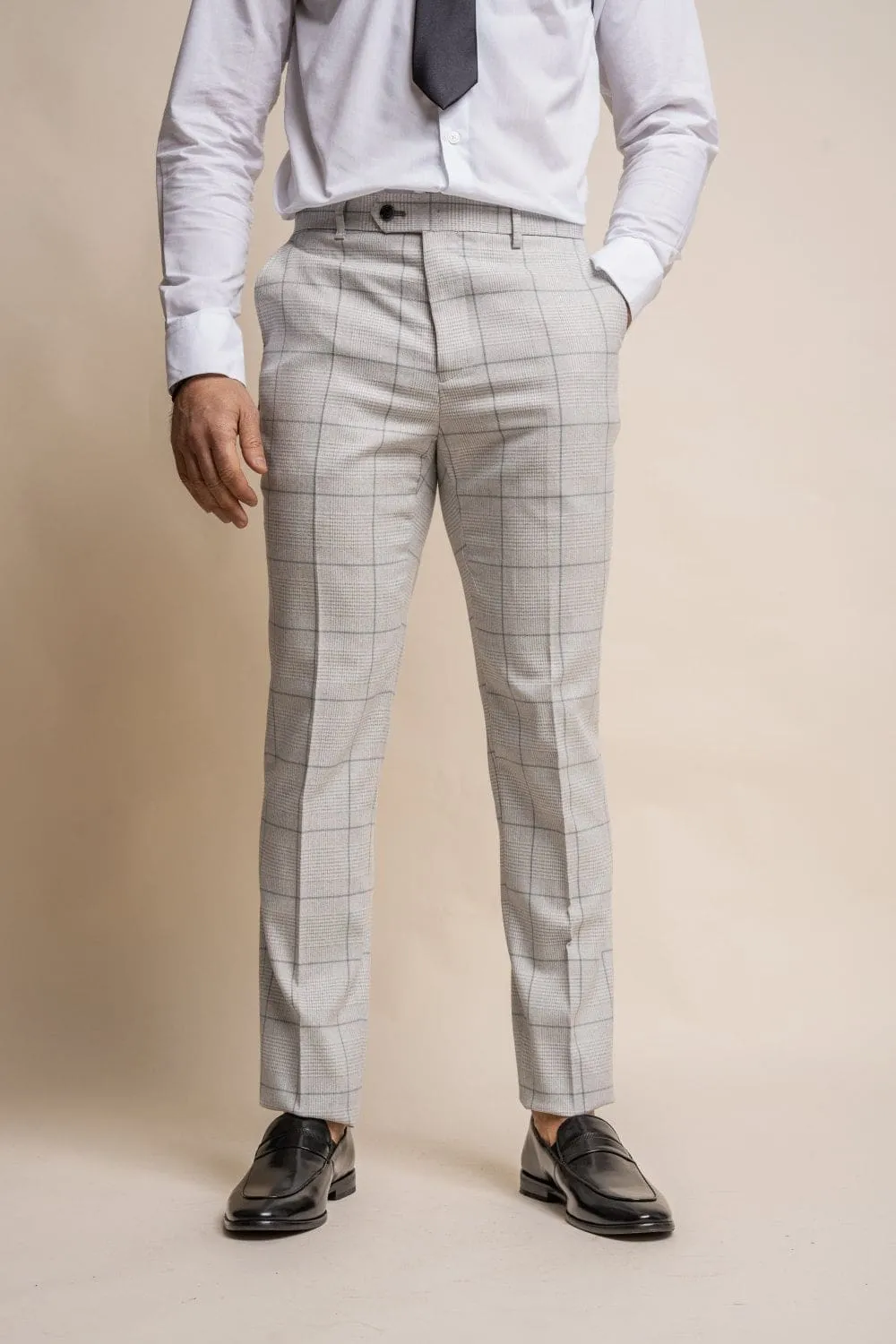 Cavani Radika Light Grey Check Tweed Trousers