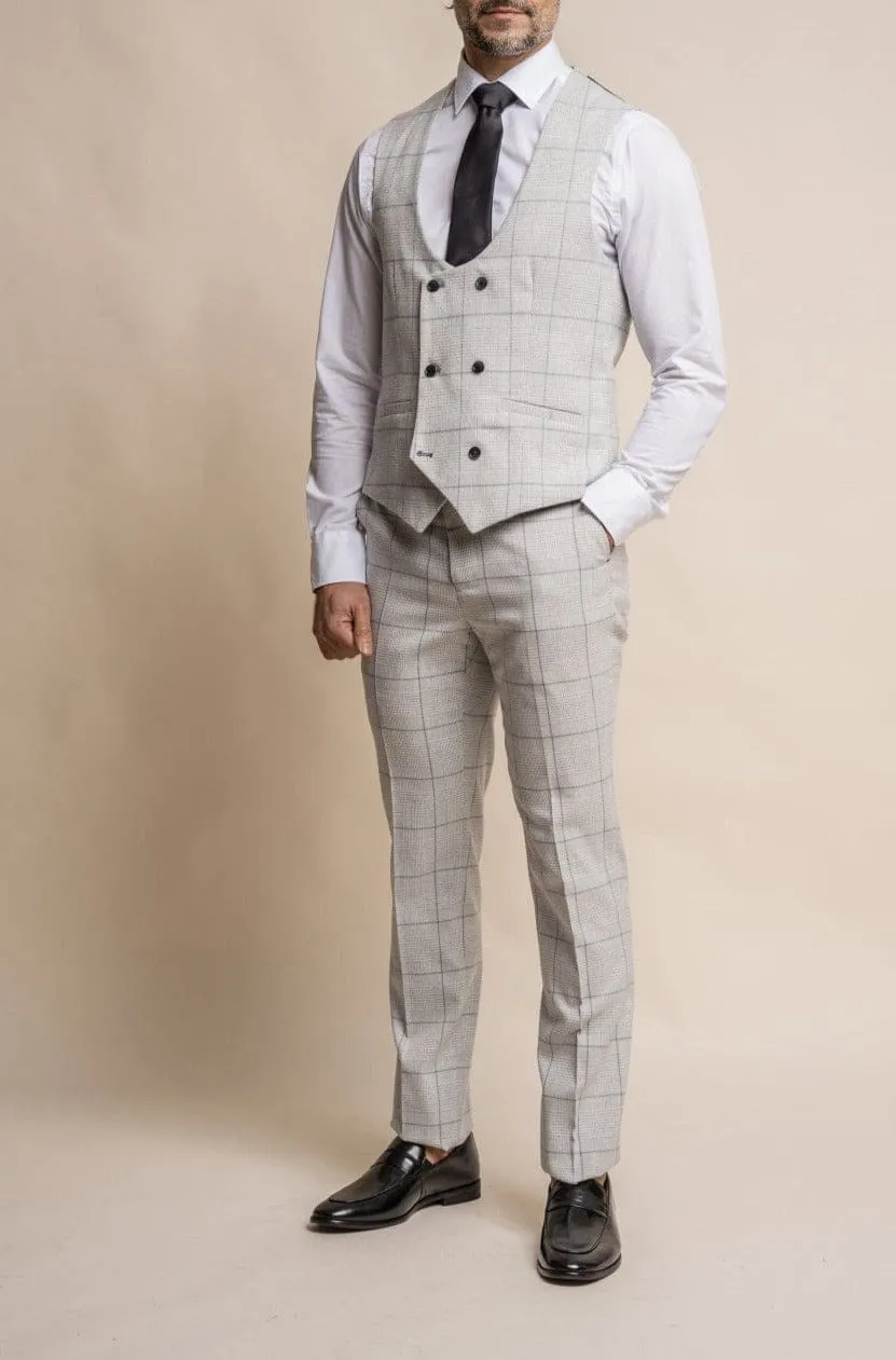 Cavani Radika Light Grey Check Tweed Trousers