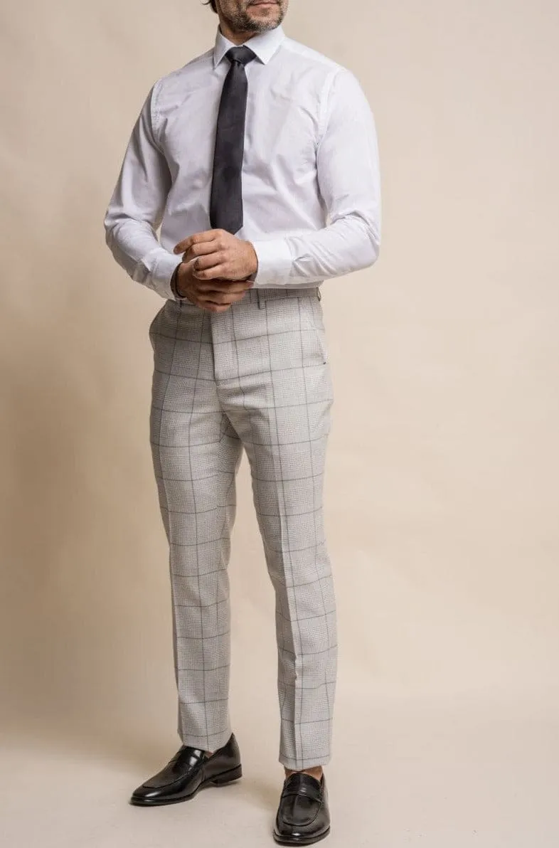 Cavani Radika Light Grey Check Tweed Trousers