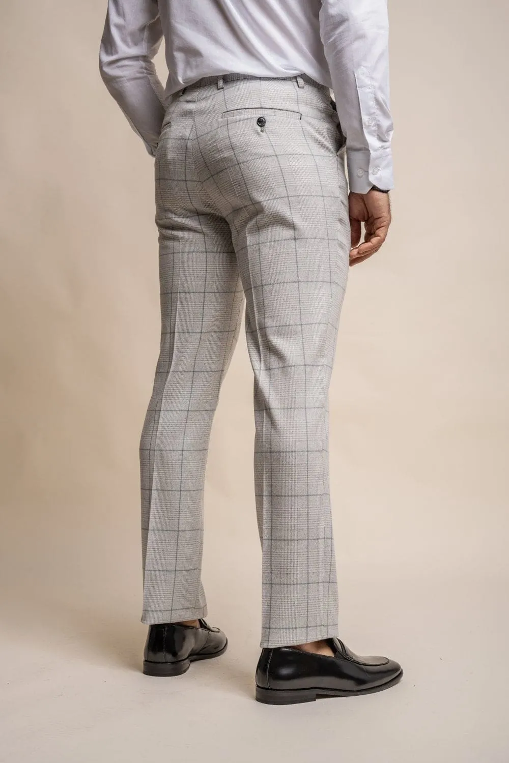 Cavani Radika Light Grey Check Tweed Trousers