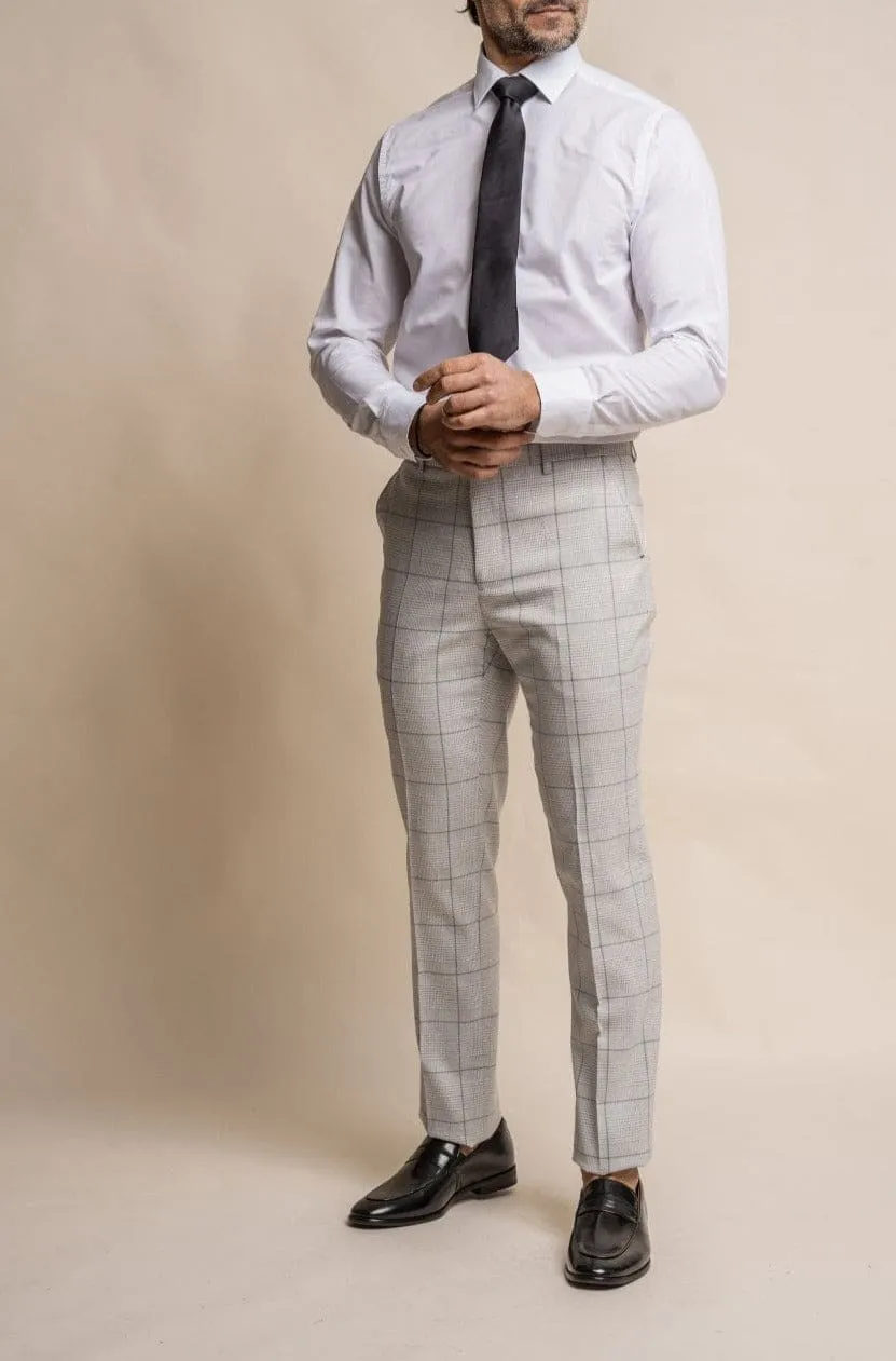 Cavani Radika Light Grey Check Tweed Trousers