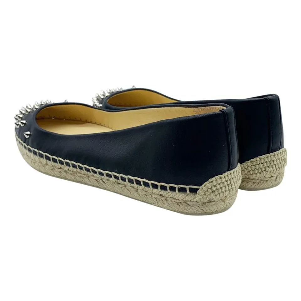 Christian Louboutin Black Aliochette Glitter Espadrille Flats