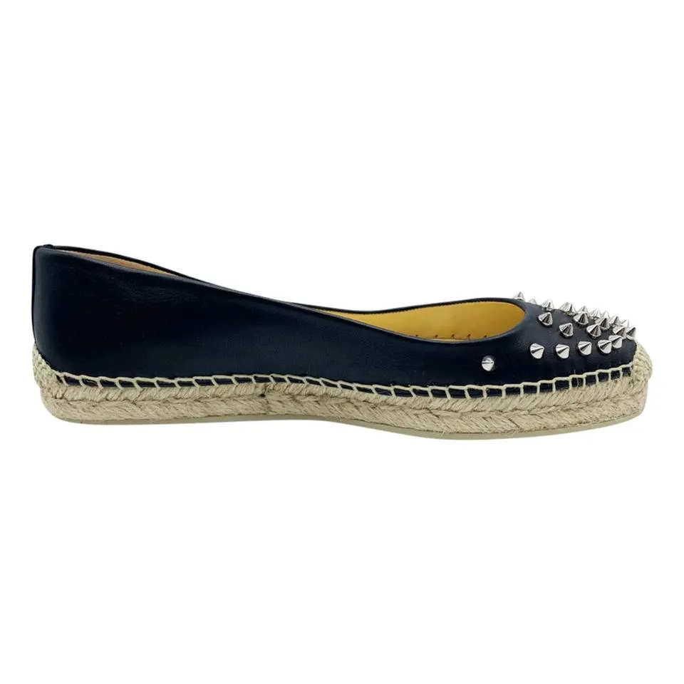 Christian Louboutin Black Aliochette Glitter Espadrille Flats