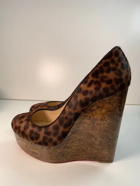 Christian Louboutin Leopard Print Wedges 38