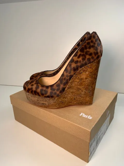 Christian Louboutin Leopard Print Wedges 38