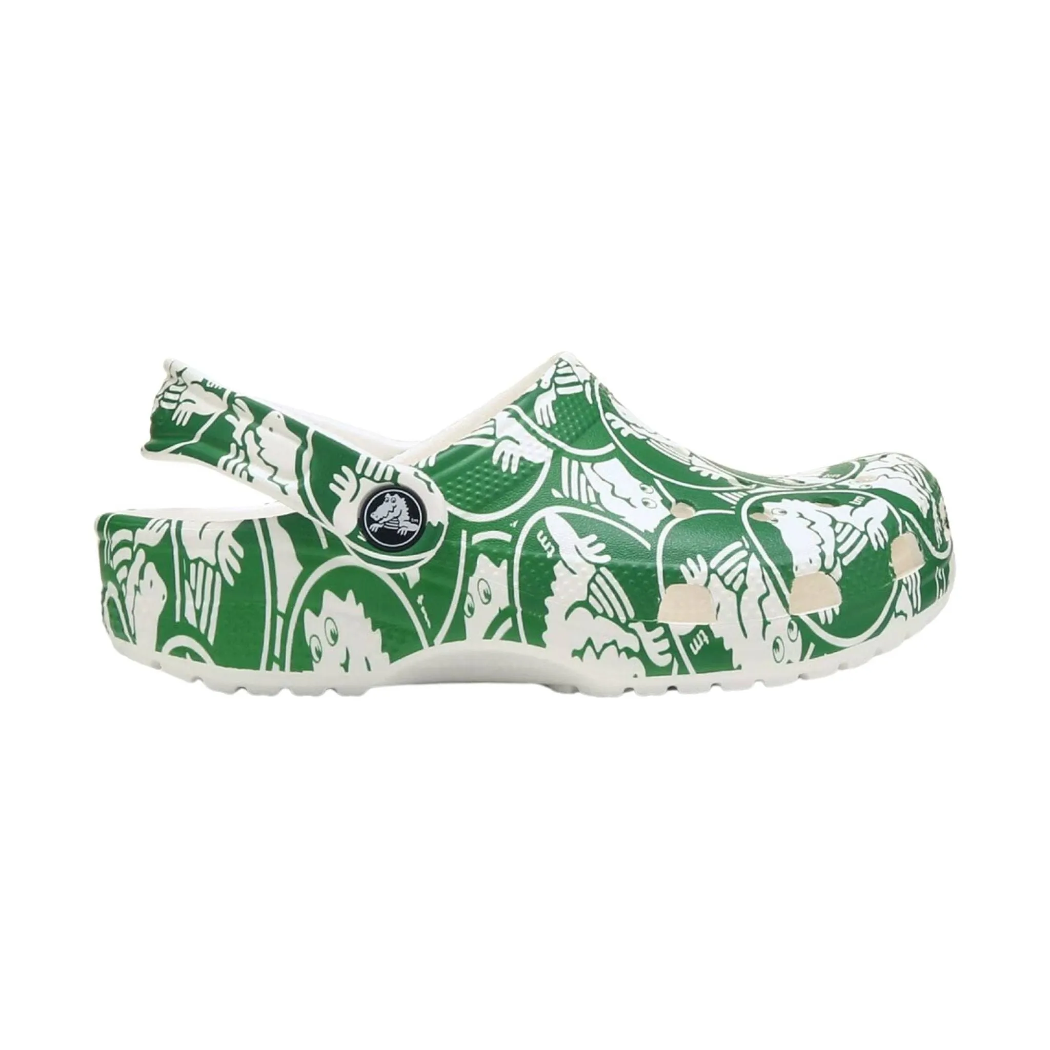 Crocs Kids' Classic Duke Print Clog - Green/White