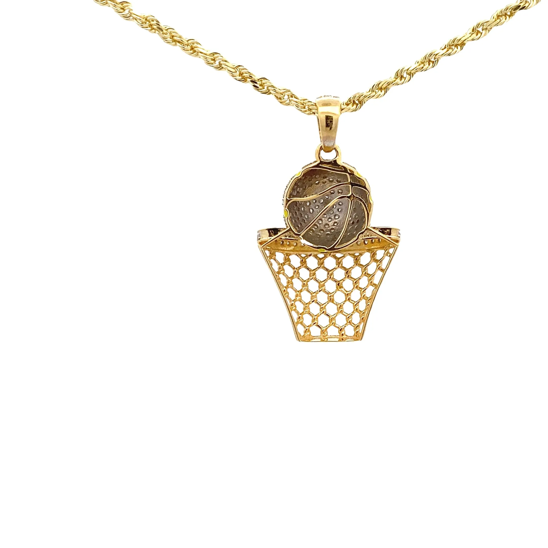 Diamond Slam Dunk Basketball Hoop Pendant