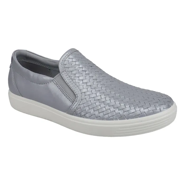 ECCO Women's Soft 7 Woven Slip-On Silver/Grey/Metallic