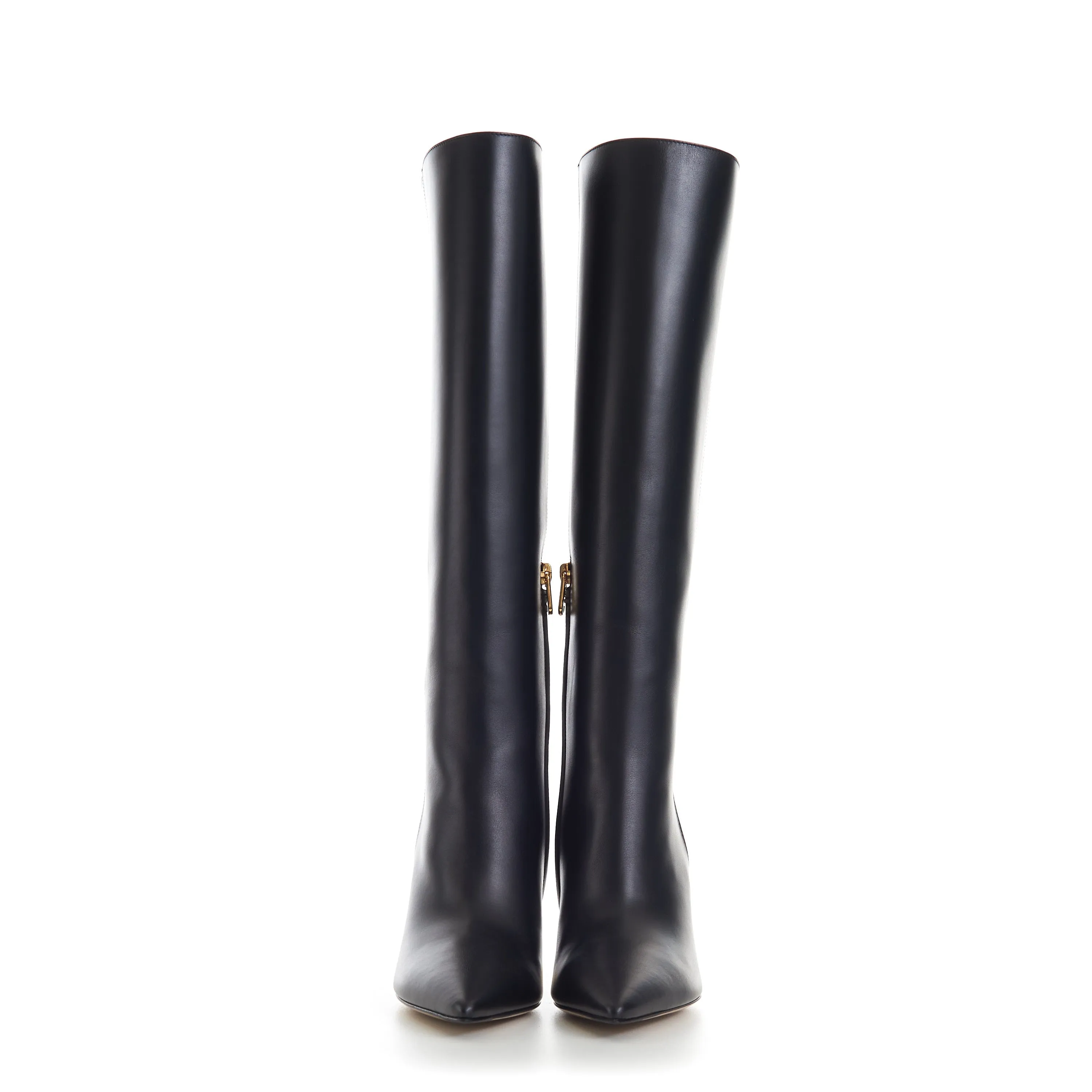 First Black Leather  High-Heeled Boots - O'lock Zip Pull