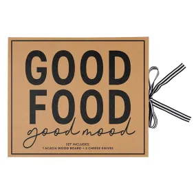 Good Food/Good Mood Wood Cheese Board Book Box