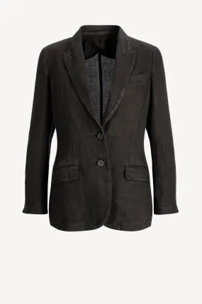 Leinenblazer Casual in Schwarz