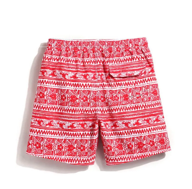 Men's Red White Beach Board Shorts