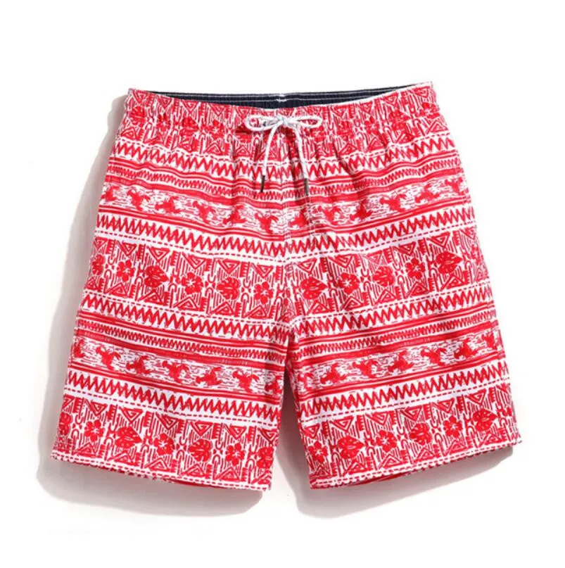 Men's Red White Beach Board Shorts