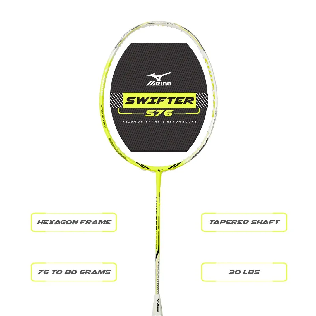 Mizuno Swifter SP76 Badminton Racket 5U (Unstrung) - White/Wild Lime/Black