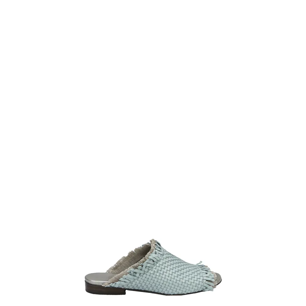 Open Toe Slipper Intreccio Maltinto Laminato Light Blue