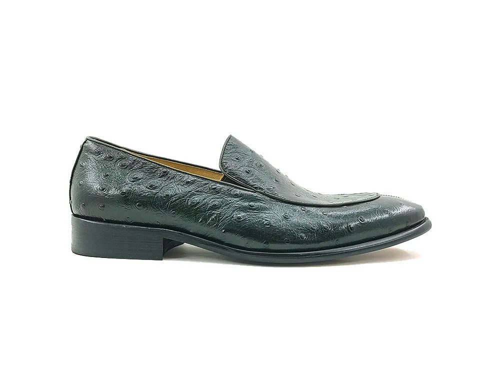 Ostrich Embossed Calfskin Slip-on Loafer