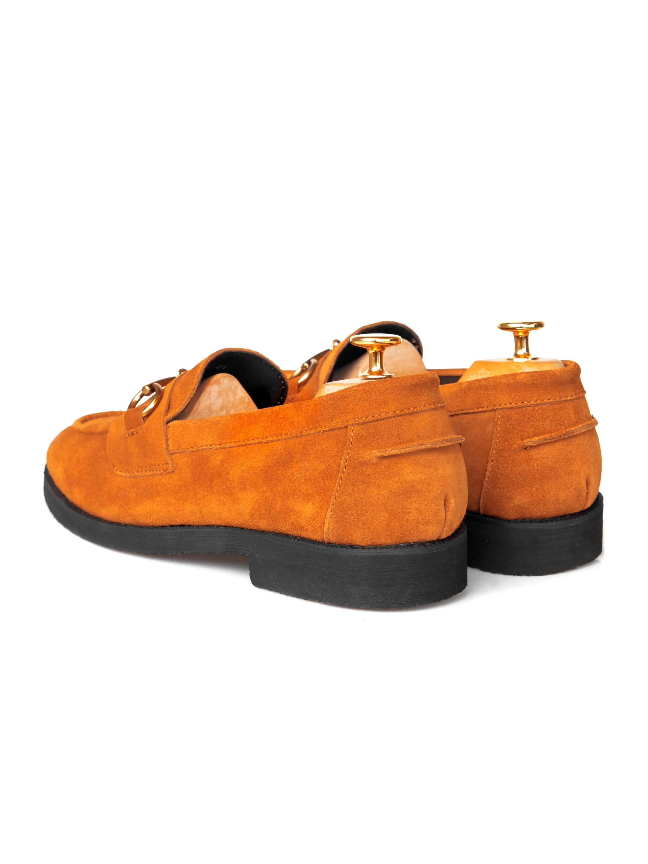 Penny Loafer Horsebit Buckle - Tangerine Suede Leather (Crepe Sole)