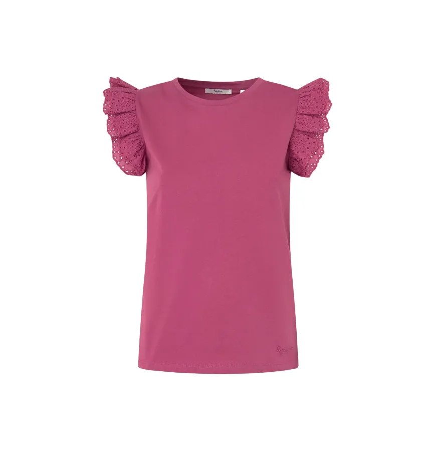 Pepe Jeans t-shirt with short ruffle sleeves Lindsay PL505849 363 pink