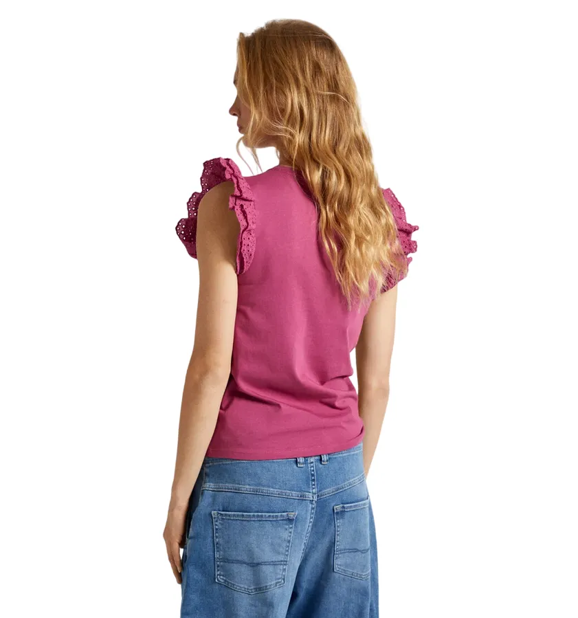 Pepe Jeans t-shirt with short ruffle sleeves Lindsay PL505849 363 pink