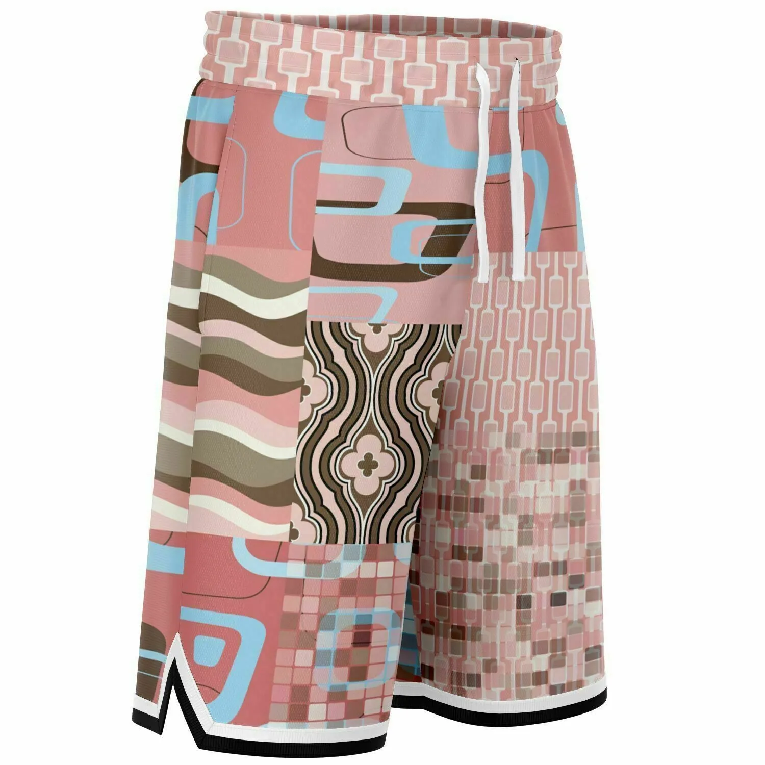 Pink Geo Patchwork Basketball Shorts