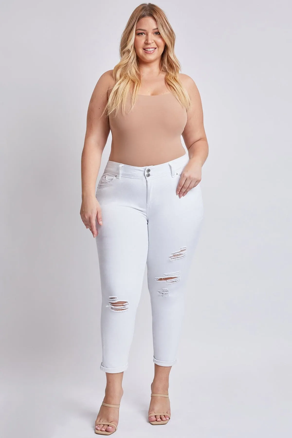 Plus Size Women's WannaBettaButt Cuffed Ankle Jeans-Sale