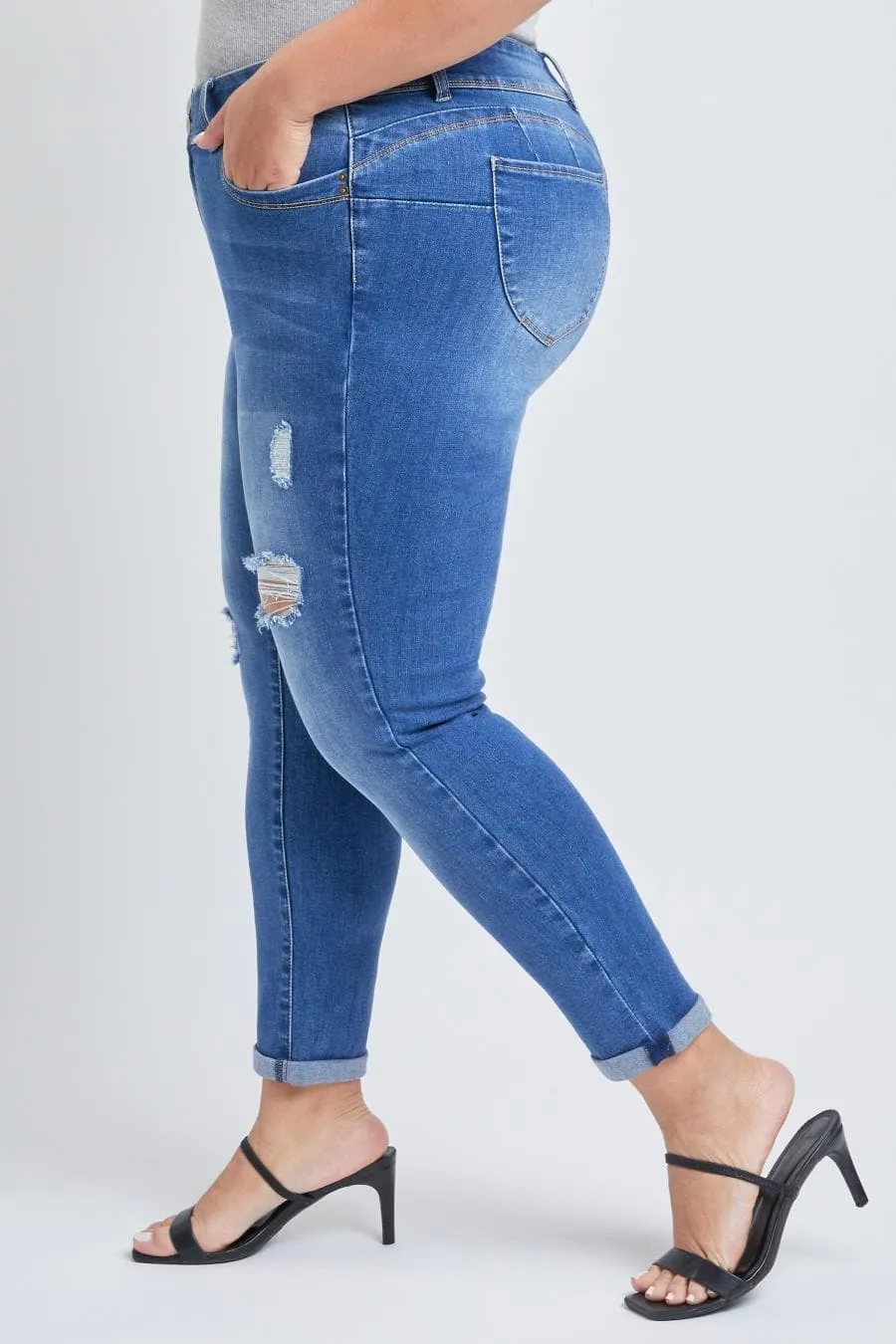 Plus Size Women's WannaBettaButt Cuffed Ankle Jeans-Sale