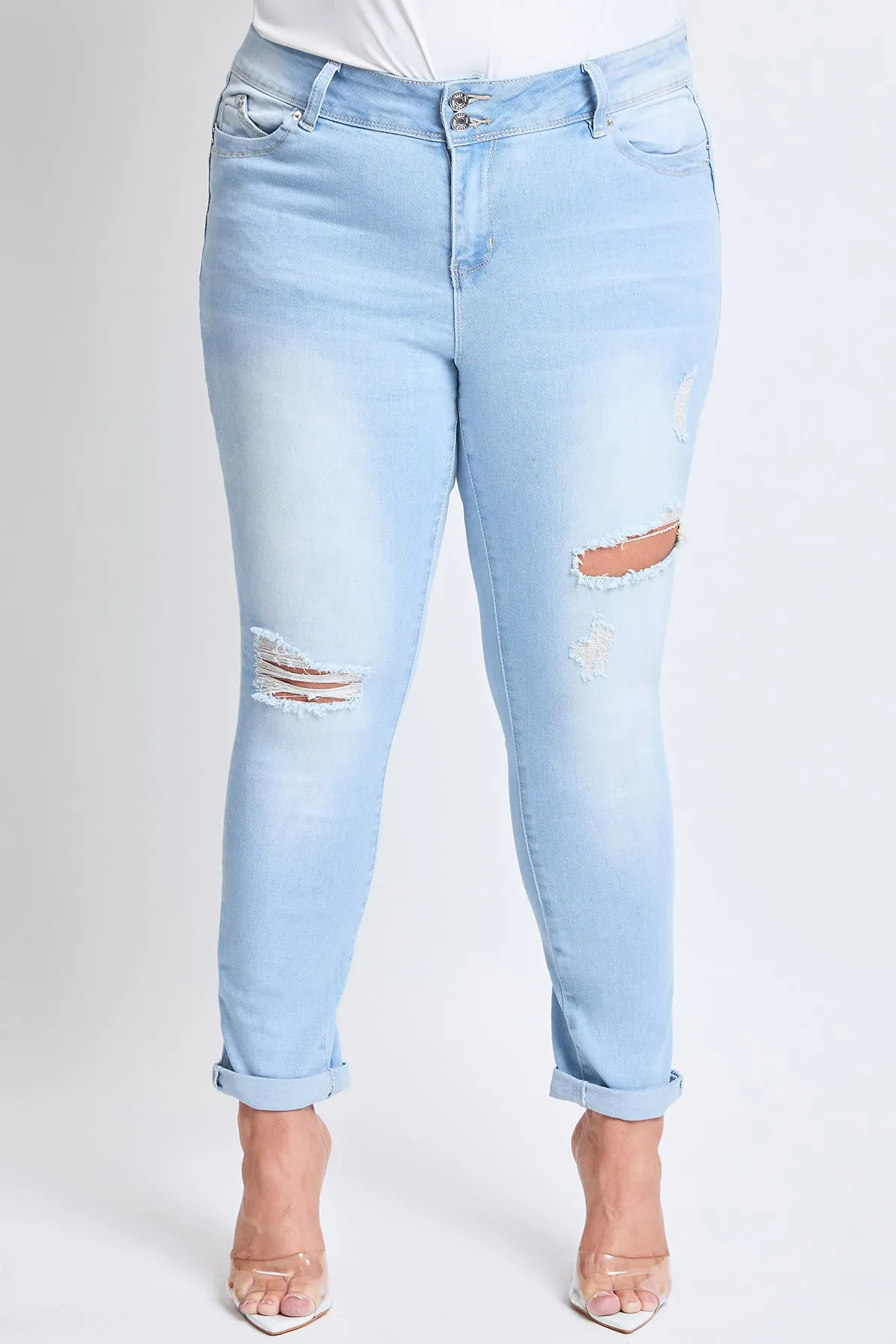 Plus Size Women's WannaBettaButt Cuffed Ankle Jeans-Sale