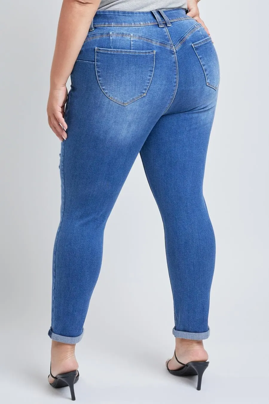 Plus Size Women's WannaBettaButt Cuffed Ankle Jeans-Sale