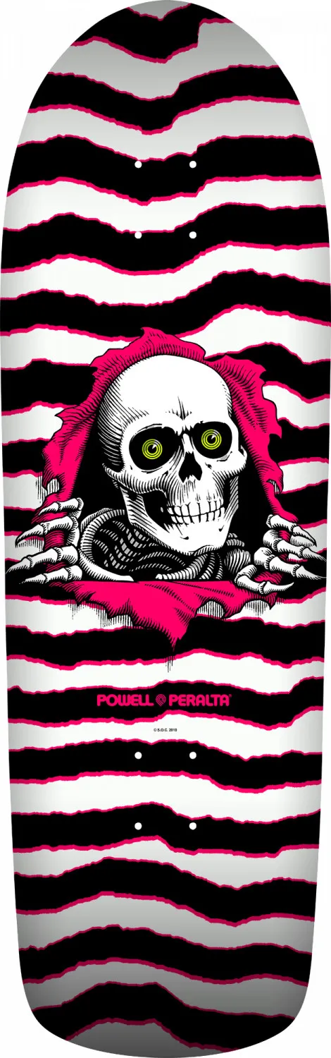 POWELL PERALTA DECK REISSUE OS RIPPER WHITE PINK 10.0 X 31.75