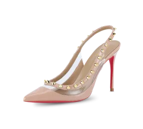 Spiky PVC Slingback Pink Sole Pumps