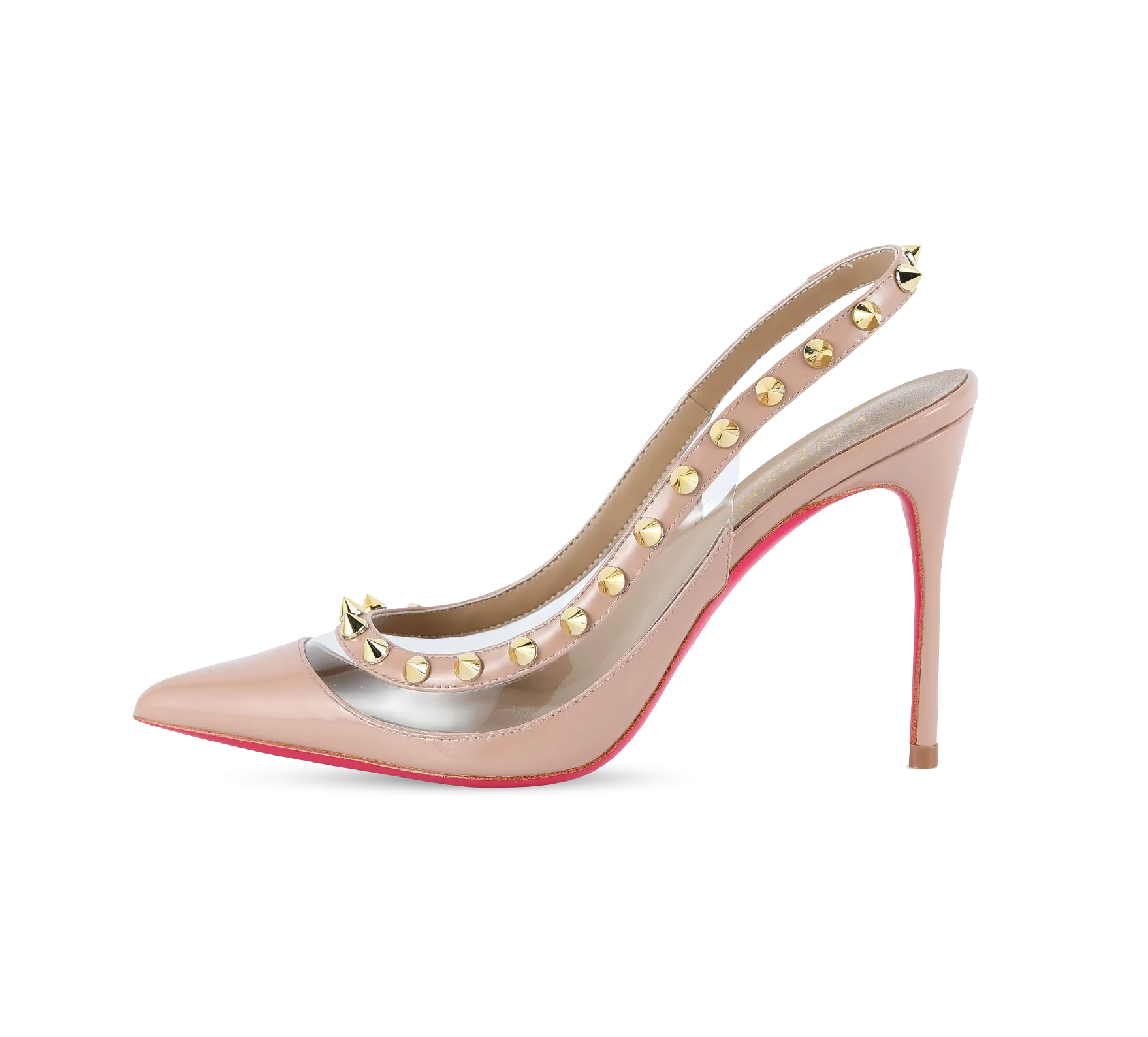 Spiky PVC Slingback Pink Sole Pumps