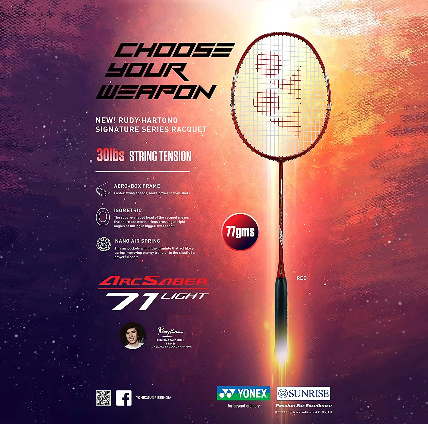 Yonex Arcsaber 71 Light Badminton Racket (Strung)