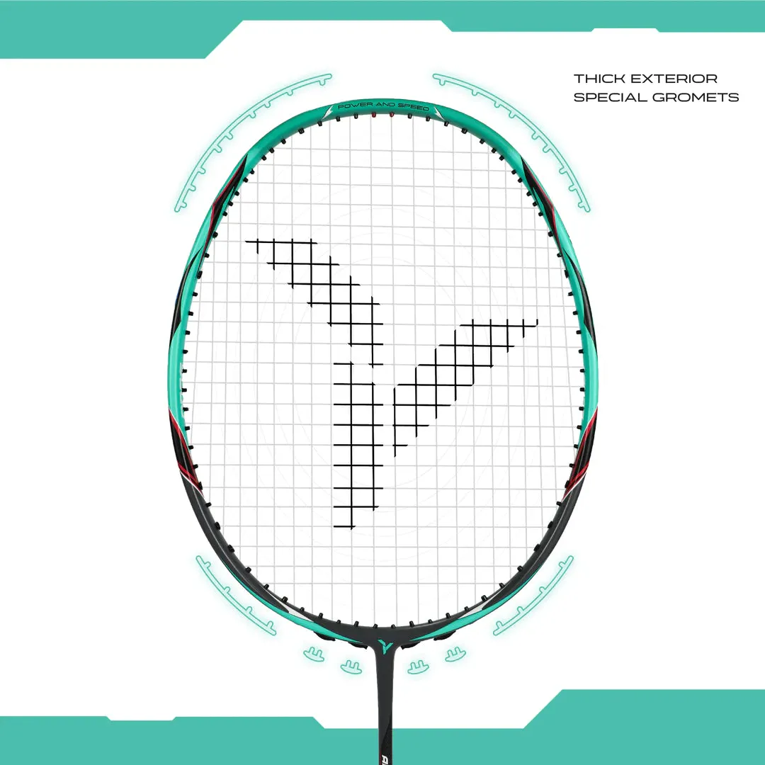 Young Aero 9000 Blast Badminton Racket (Strung) | Black/Green