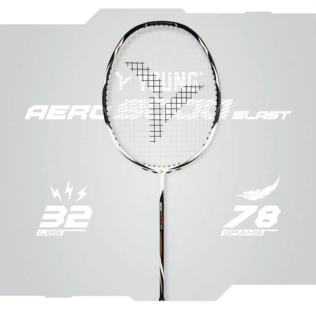 Young Aero 9000 Blast Badminton Racket (Strung) | Black/White