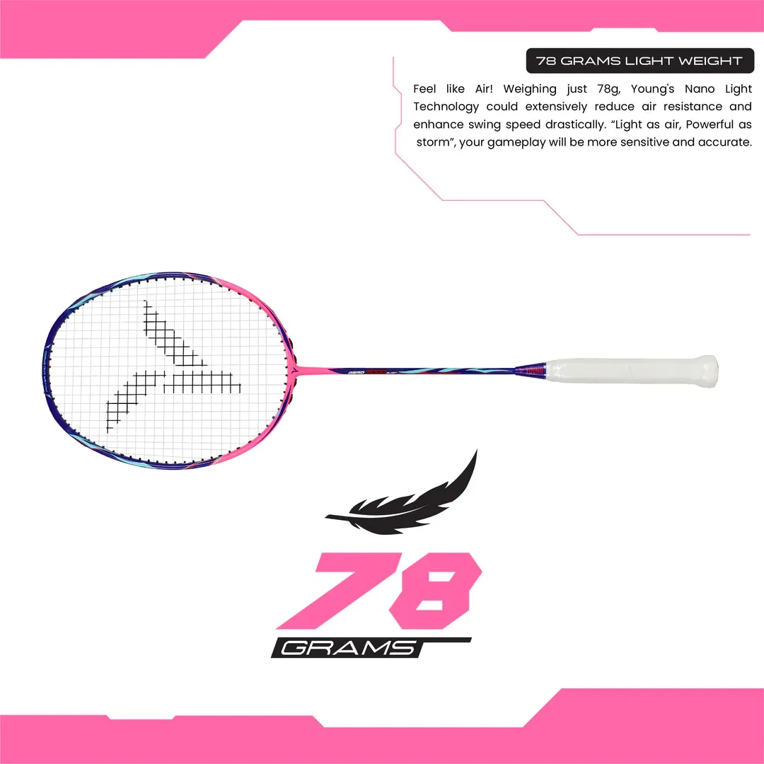 Sure! Here’s an optimized title for the product:

Young Aero 9000 Blast Badminton Racket – Strung, Lightweight, Dual Color Blue/Pink for Enhanced Performance