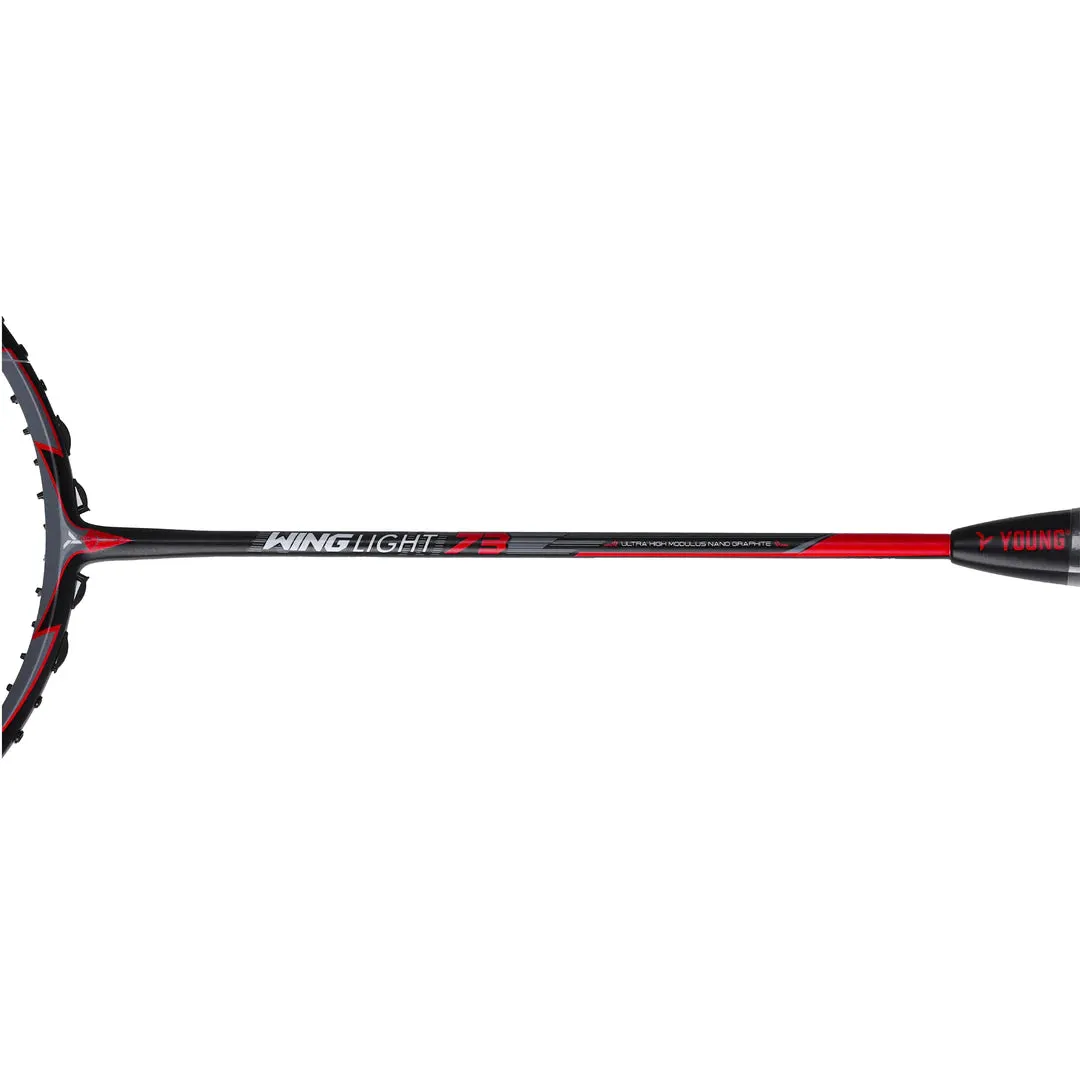 Young Wing Light 73 Badminton Racket (Strung) | Black/Red