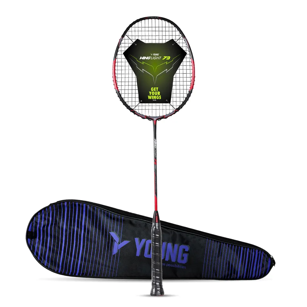 Young Wing Light 73 Badminton Racket (Strung) | Black/Red