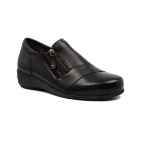 Ziera Shoes Women's Sage Comfort Slip-On - Black Leather